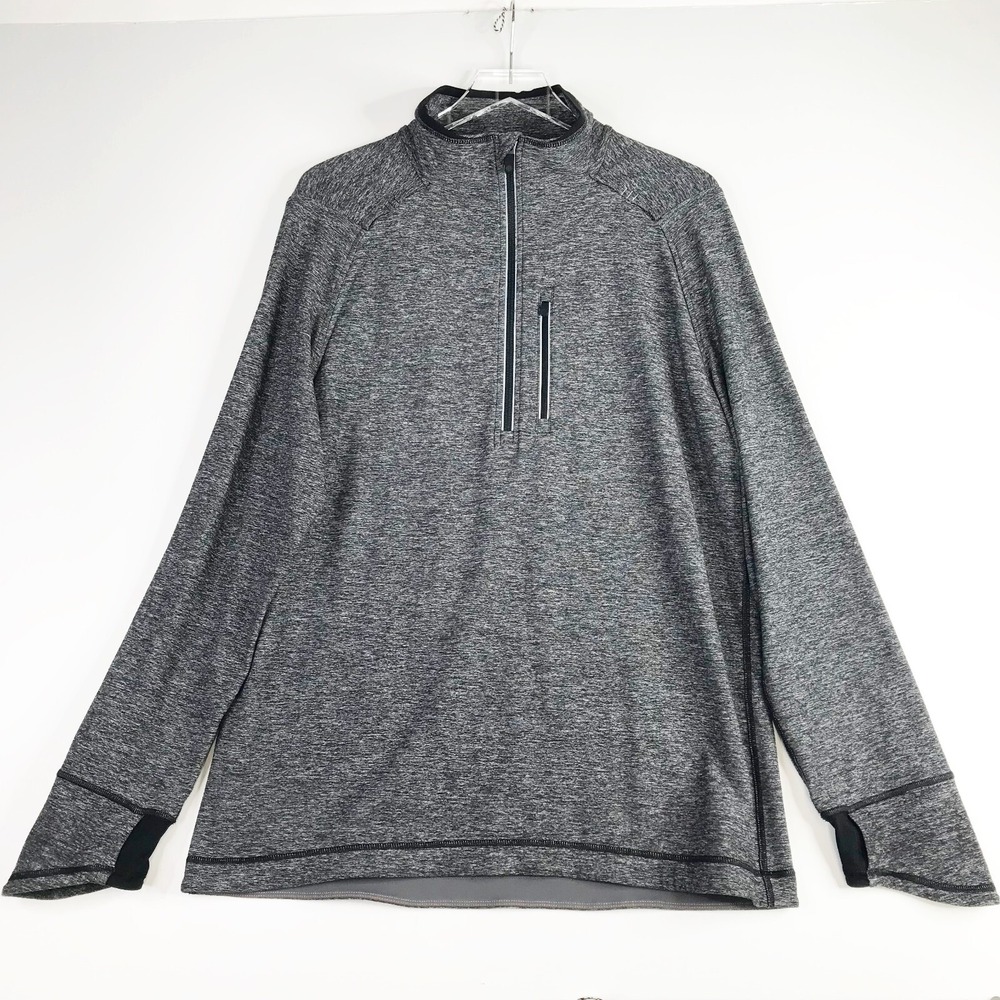 Lululemon Sweater Mens Extra Large Black Space Dye 1/4 Zip Shirt Pullover Casual